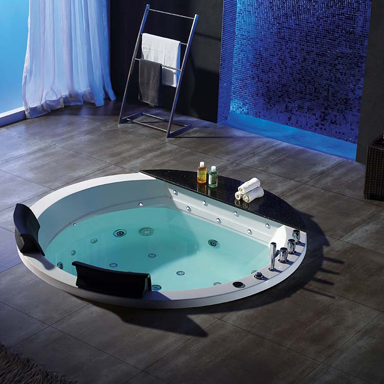 with LED Light Air Bubble Cheap Round Jetted Tub Recessed Bathtub